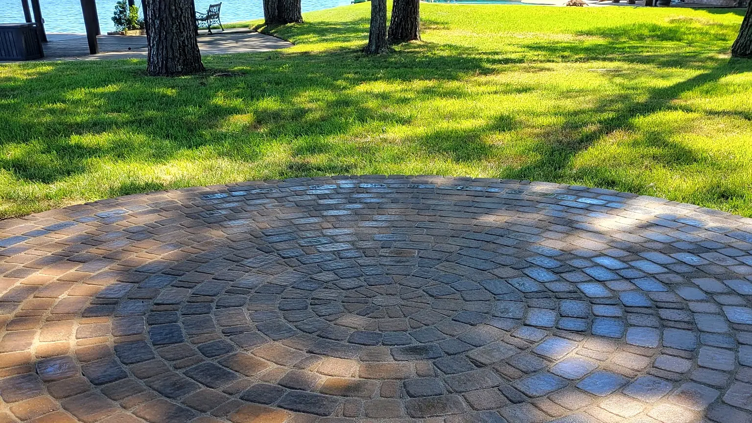 One of Guillermo’s jobs: Paver circle by the lake